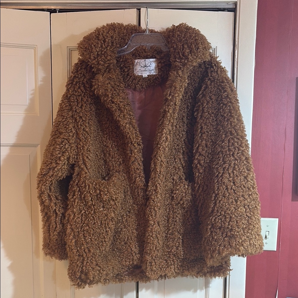 Cozy Brown Teddy Coat, S, NWOT - Picture 1 of 5